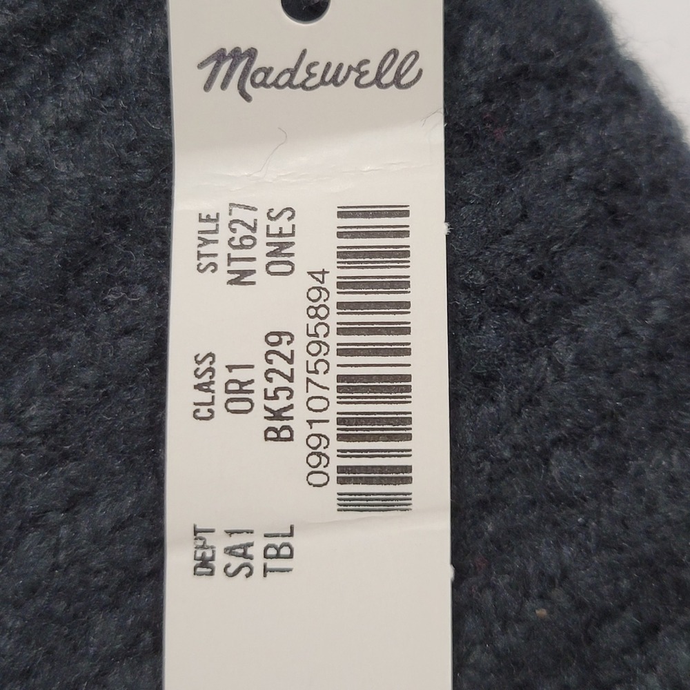 Madewell Beanie Hat Womens One Size Black Ribbed Cuffed Cotton Merino Wool Blend - Picture 3 of 6